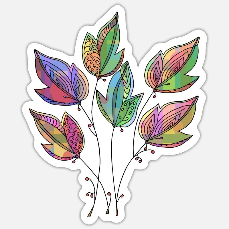 Feuilles - Sticker taille S (10 x 10 cm) - blanc mat