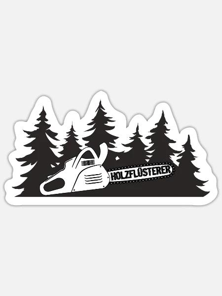 Kettensäge Motorsäge Holzfäller Waldarbeiter Holz - Sticker Größe S (10 x 10 cm) - Mattweiß
