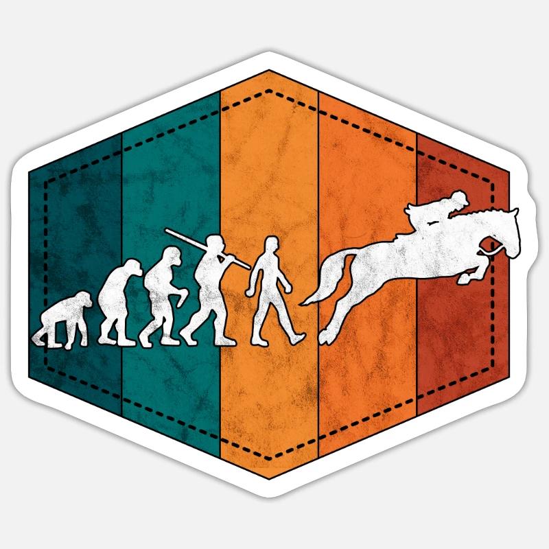 Cavalier évolution chevaux rétro Sticker taille S (10 x 10 cm)