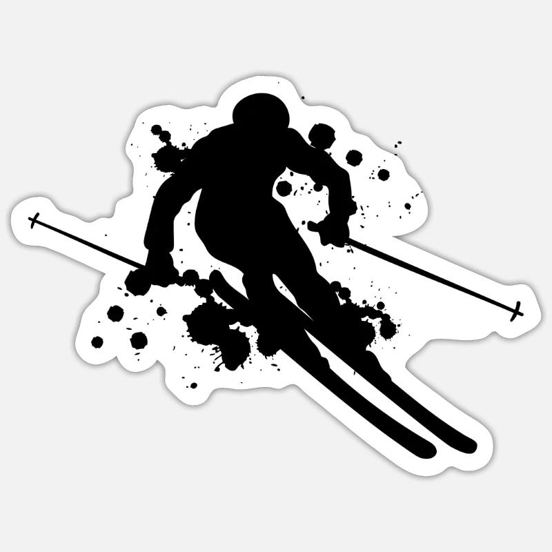 Ski cool - Sticker taille S (10 x 10 cm) - blanc mat