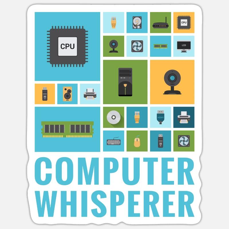 Computer Whisperer Lustiger IT Tech Support Helpdesk Sticker Größe S (10 x 10 cm)