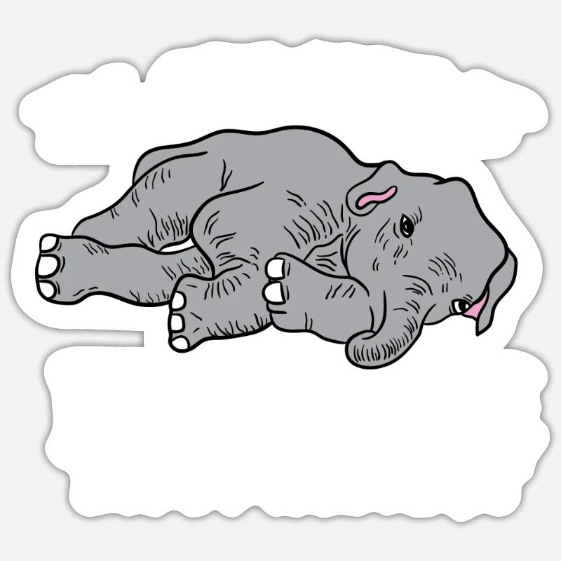 Dramatic Elephant Tired Stubborn Sticker size S (10 x 10 cm)