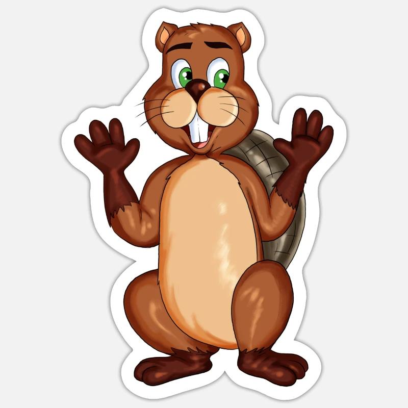 Biber Hände hoch - Sticker Größe S (10 x 10 cm) - Mattweiß