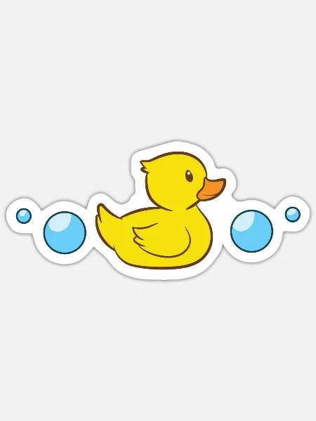 Gummiente im Wasser Badeente Gummienten - Sticker Größe S (10 x 10 cm) - Mattweiß