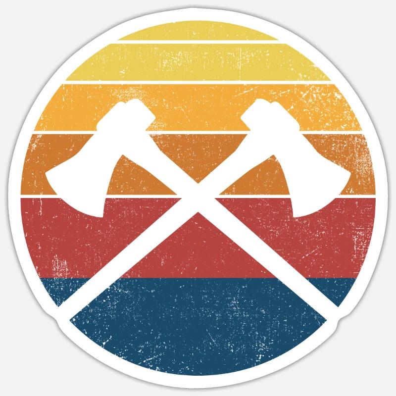 Axtwerfen Axt Wurfaxt Retro - Sticker Größe S (10 x 10 cm) - Mattweiß
