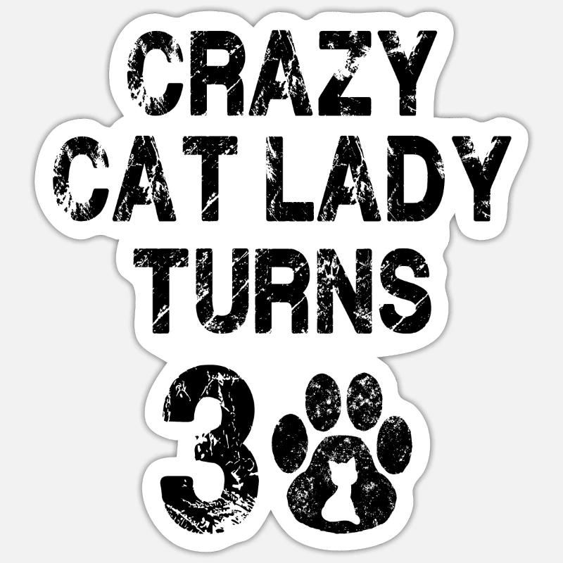 30 ans de chats - Sticker taille S (10 x 10 cm) - blanc mat