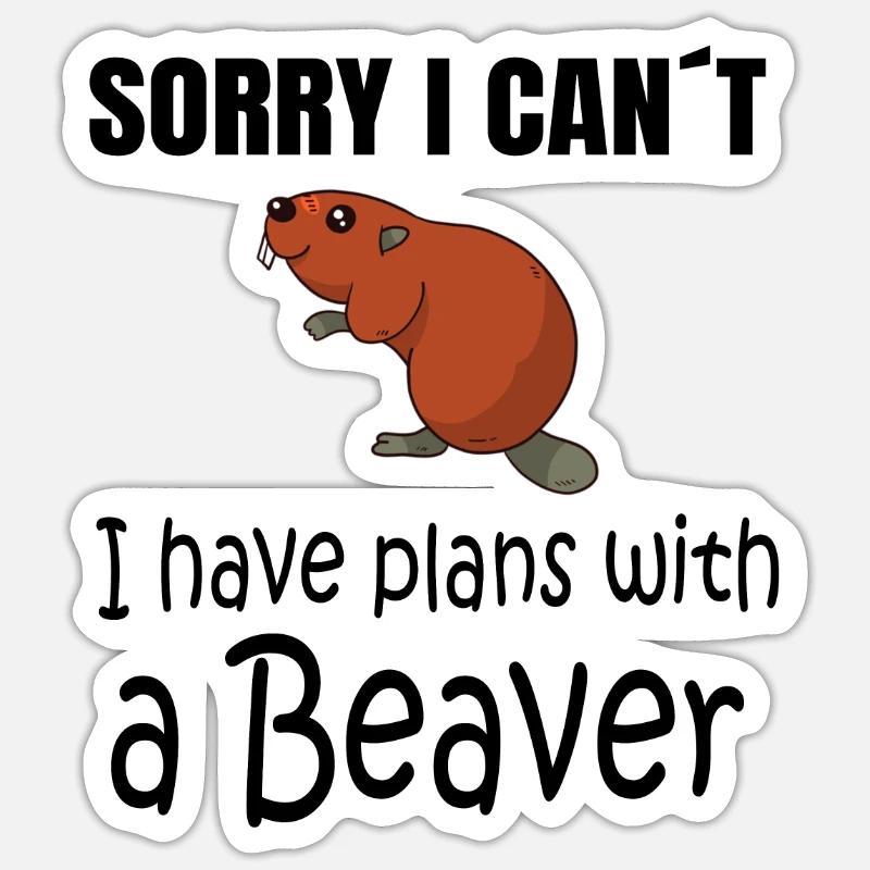 BEAVER : Plans with a Beaver - Sticker taille S (10 x 10 cm) - blanc mat