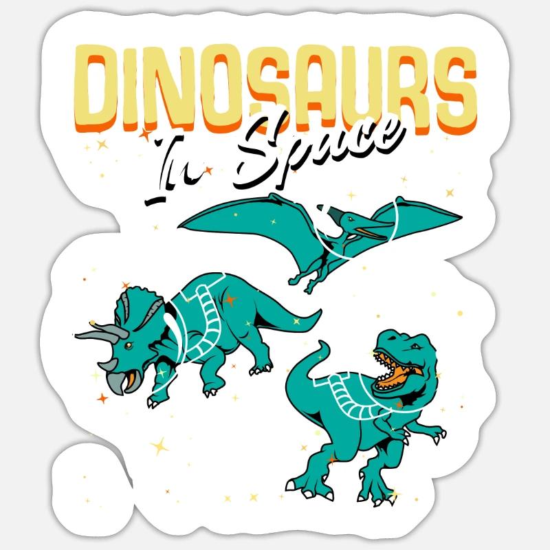 dinosaur in space - Sticker Größe S (10 x 10 cm) - Mattweiß