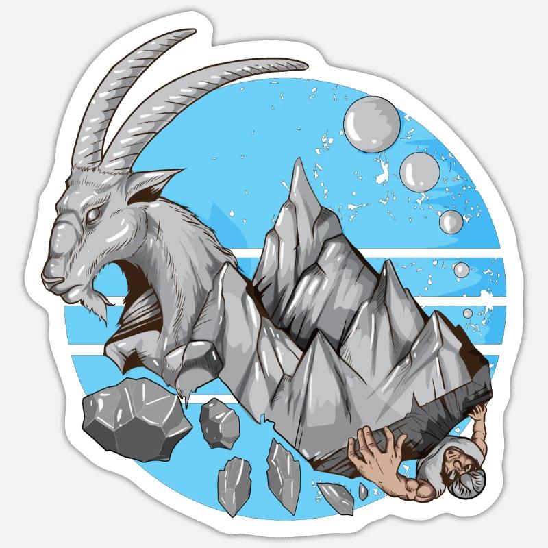 Steinbock Kletterer Berge Stein Tiere Spruch - Sticker Größe S (10 x 10 cm) - Mattweiß