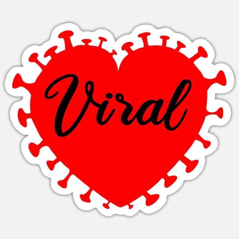 Viral In Einem Herzen Das Aussieht Wie Ein - Sticker Größe S (10 x 10 cm) - Mattweiß