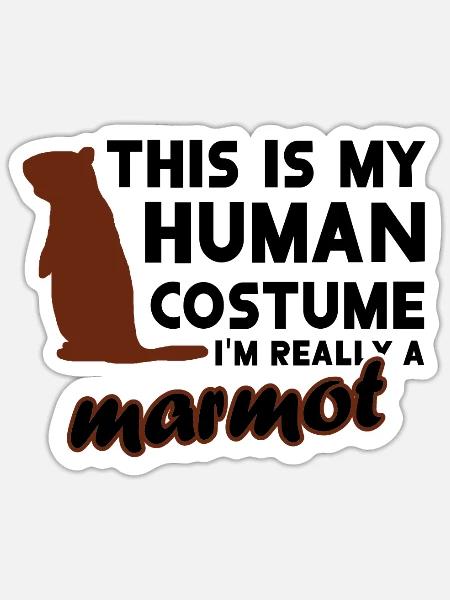 Human Costume Murmeltier Berge Natur Alpen Design - Sticker Größe S (10 x 10 cm) - Mattweiß