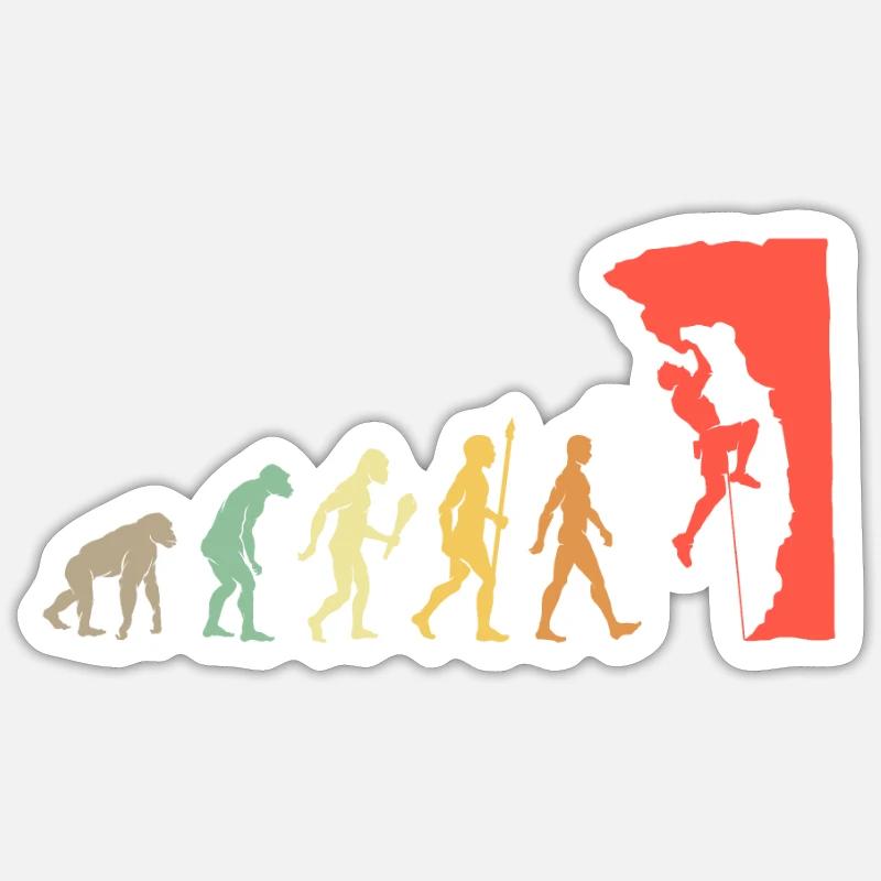 Vintage Klettern Evolution Kletterer Bouldern Sticker Größe S (10 x 10 cm)