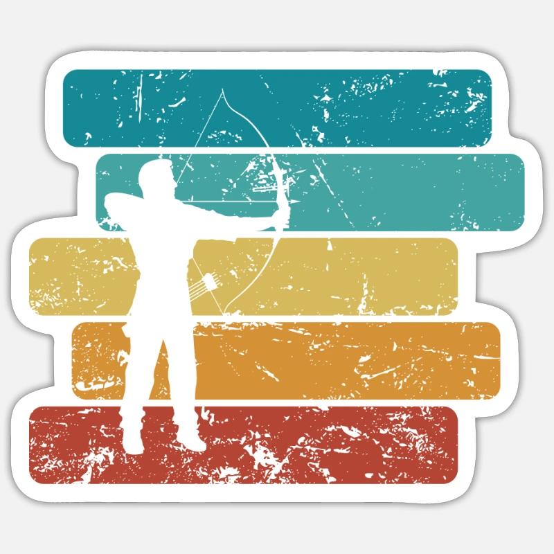 Pfeil und Bogen Bogenschießen - Sticker Größe S (10 x 10 cm) - Mattweiß