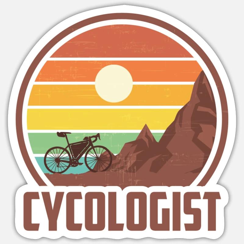 Cycologist Evolution, cadeau de vélo VTT amusant Sticker taille S (10 x 10 cm)