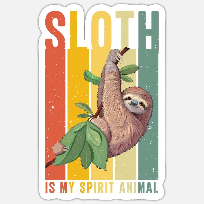 Faultier - Sticker Größe S (10 x 10 cm) - Mattweiß