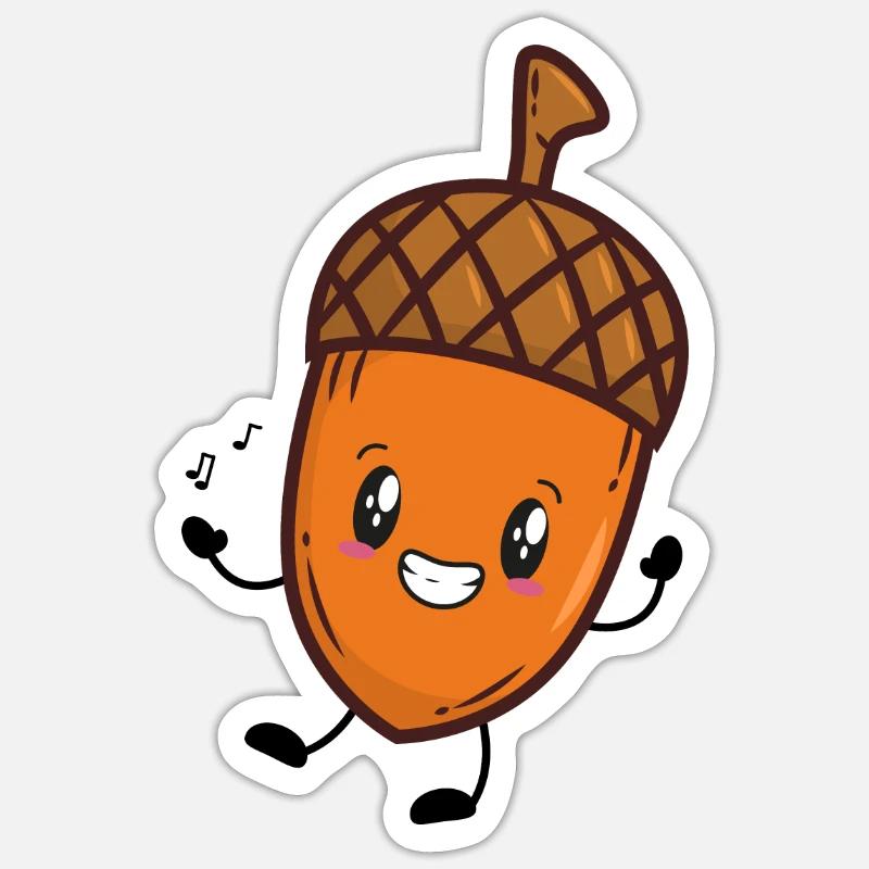 Eichel Herbst Musik Eiche - Sticker Größe S (10 x 10 cm) - Mattweiß