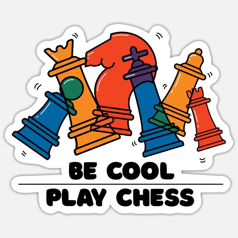 Sei cool spiel Schach Buntes Schach Geschenk - Sticker Größe S (10 x 10 cm) - Mattweiß
