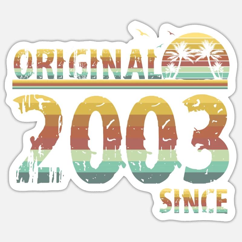 Millésime 2003 18 ans - Sticker taille S (10 x 10 cm) - blanc mat