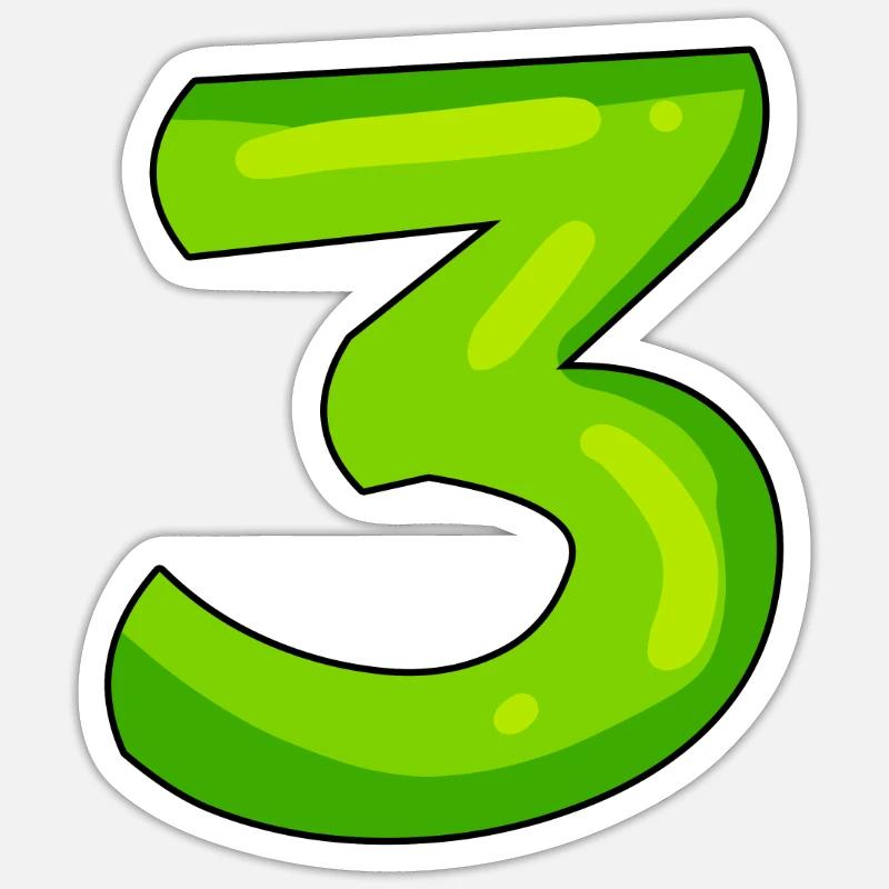 Chiffre 3 vert - Sticker taille S (10 x 10 cm) - blanc mat