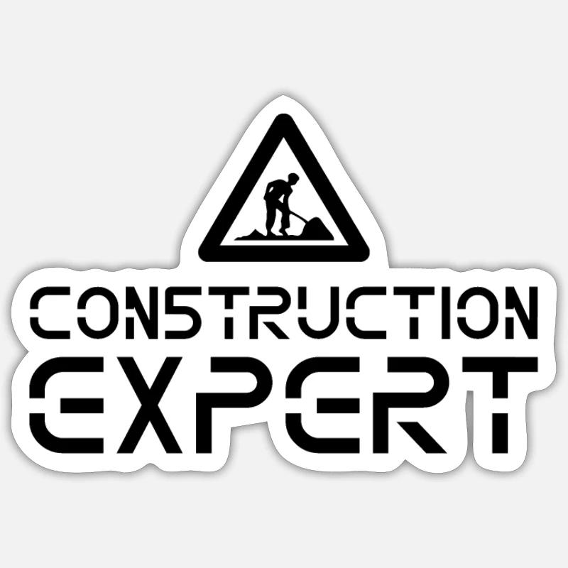 Chantier de construction ExpertE ouvriers du bâtiment construction travaux de construction - Sticker taille S (10 x 10 cm) - blanc mat