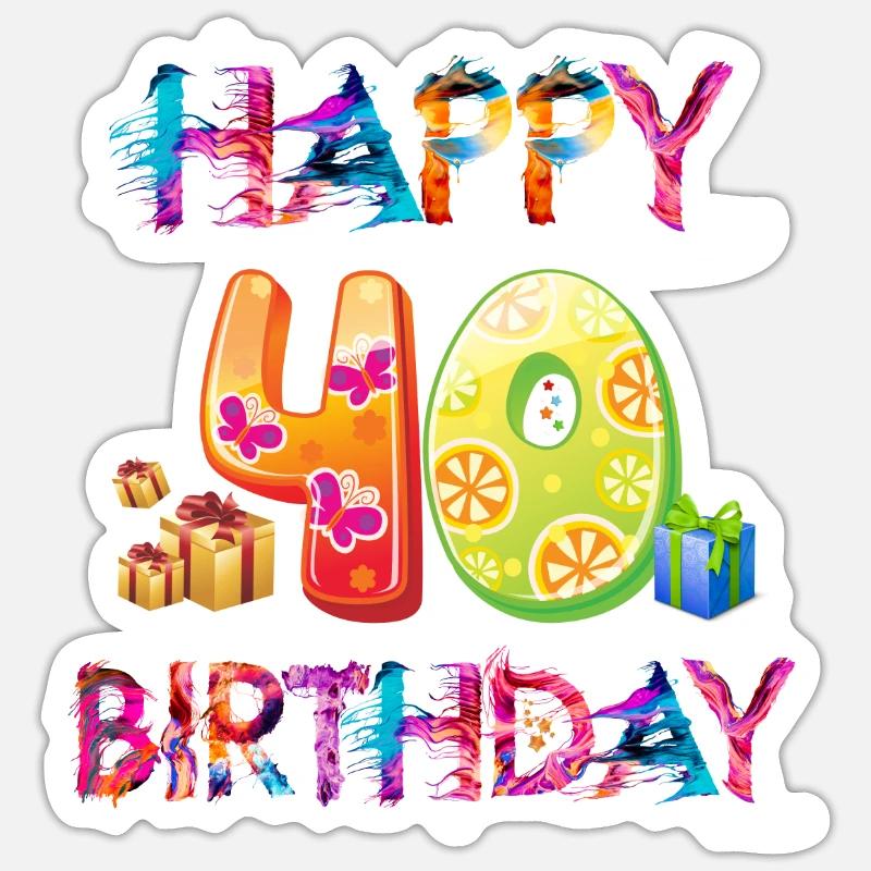 40e anniversaire - Sticker taille S (10 x 10 cm) - blanc mat