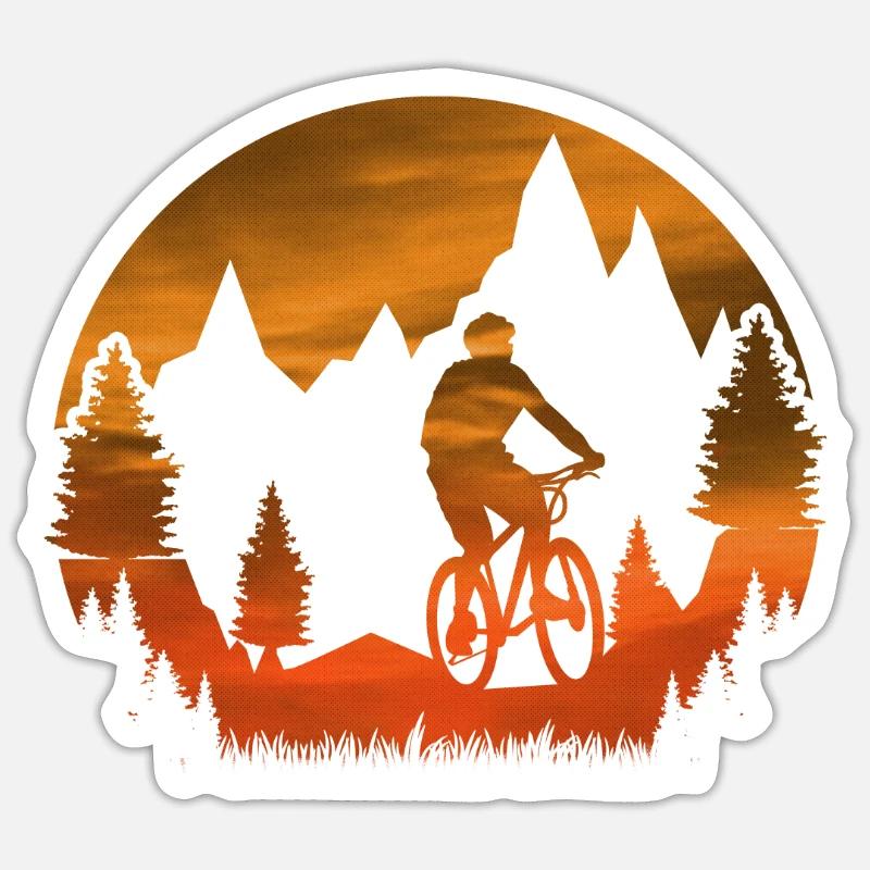 MTB Radfahrer Geschenk - Sticker Größe S (10 x 10 cm) - Mattweiß