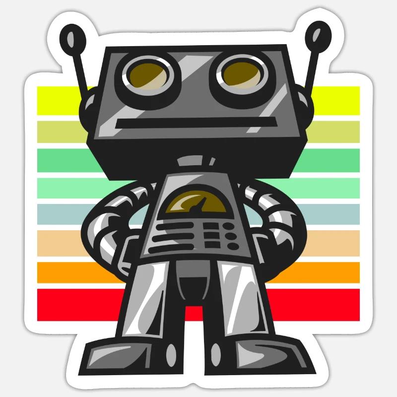 Robot retro sunset - Sticker size S (10 x 10 cm) - white matte