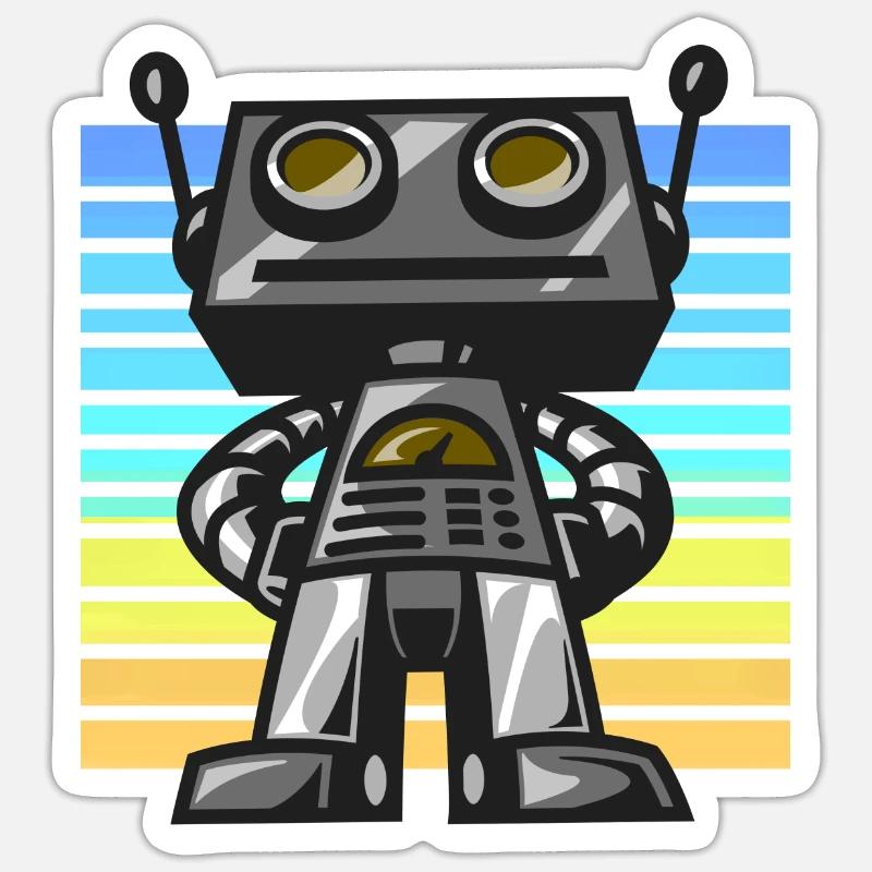 Robot retro sunset - Sticker size S (10 x 10 cm) - white matte