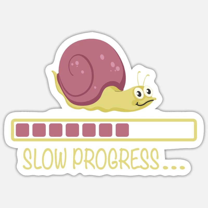 Slow Progress Loading Schnecke Büro Bürohumor - Sticker Größe S (10 x 10 cm) - Mattweiß