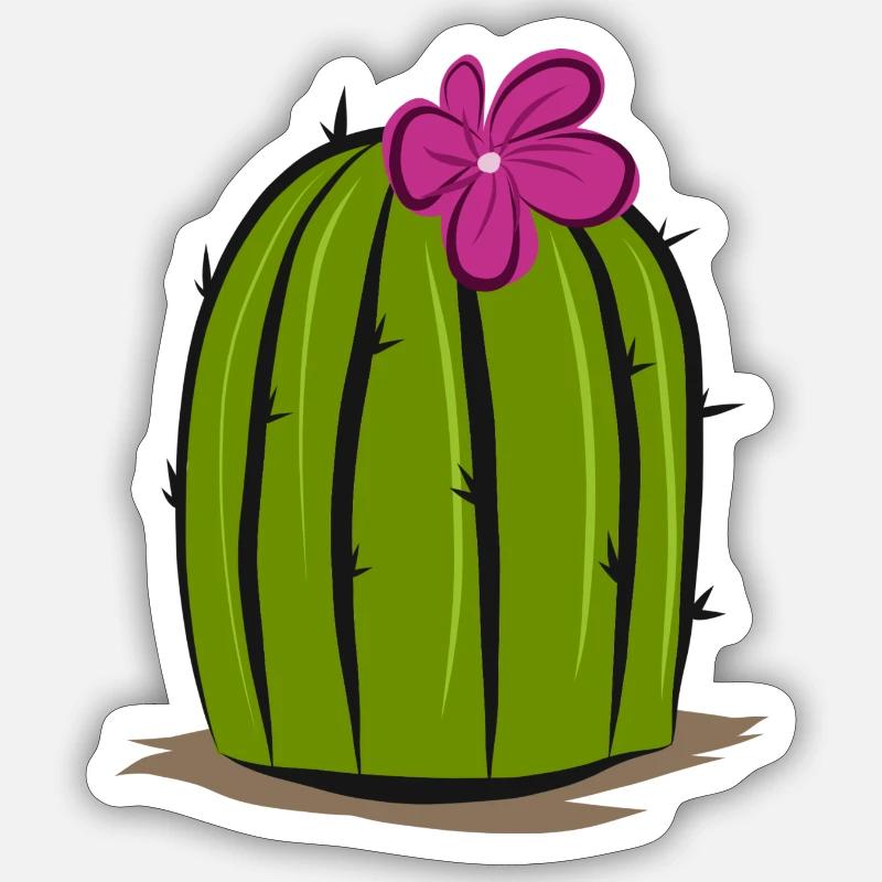 Cactus, illustration de cactus - Sticker taille S (10 x 10 cm) - blanc mat