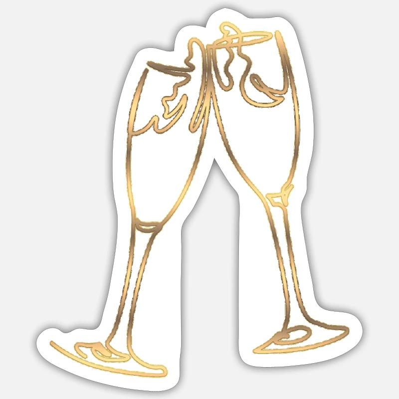 Champagnergläser Geschenk - Sticker Größe S (10 x 10 cm) - Mattweiß