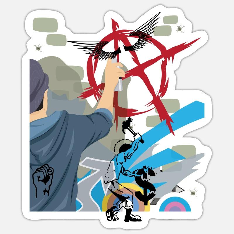 Anarchy punk graffiti - Sticker size S (10 x 10 cm) - white matte