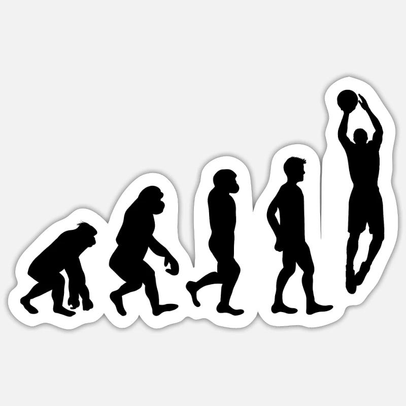 Joueur de basket- évolution - Sticker taille S (10 x 10 cm) - blanc mat