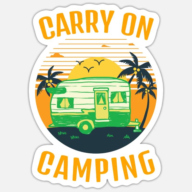 Continuez à camper avec le coucher du soleil Sticker taille S (10 x 10 cm)