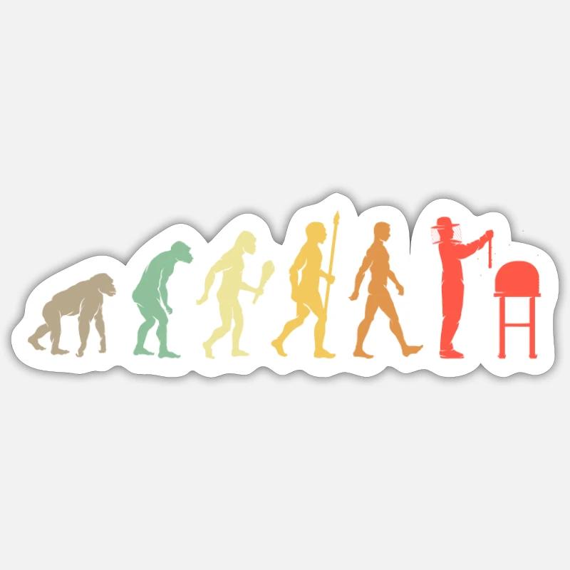 Vintage Bienen Evolution Imker Geschenkidee Sticker Größe S (10 x 10 cm)