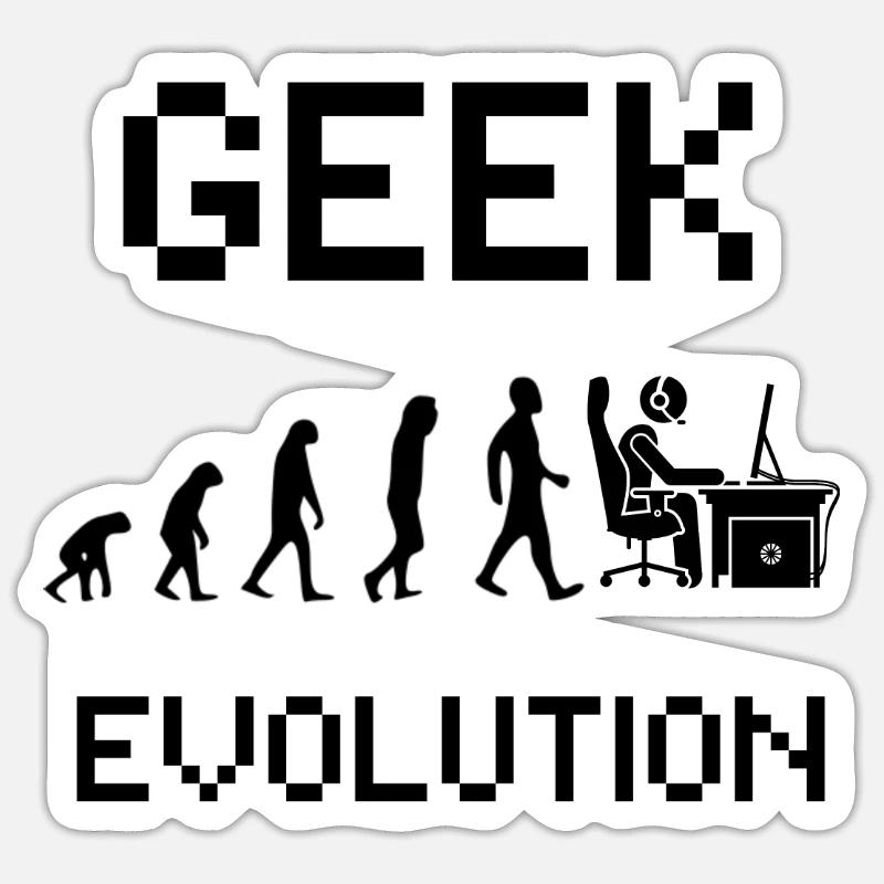 Geek evolution - Gamer evolution - Sticker taille S (10 x 10 cm) - blanc mat