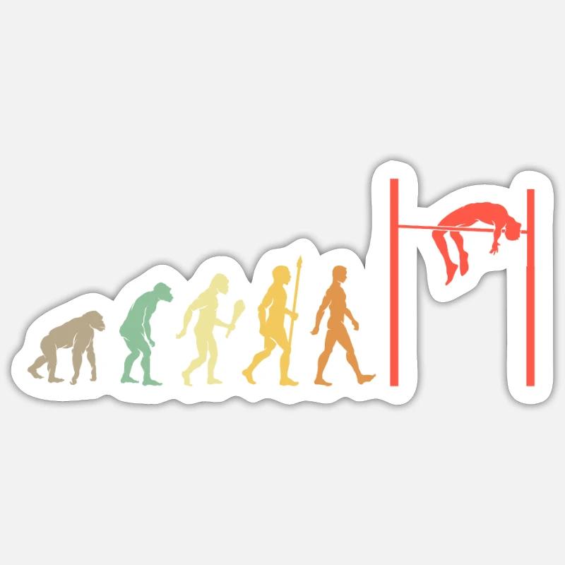 Vintage Hochsprung Evolution Athlet Geschenkidee Sticker Größe S (10 x 10 cm)