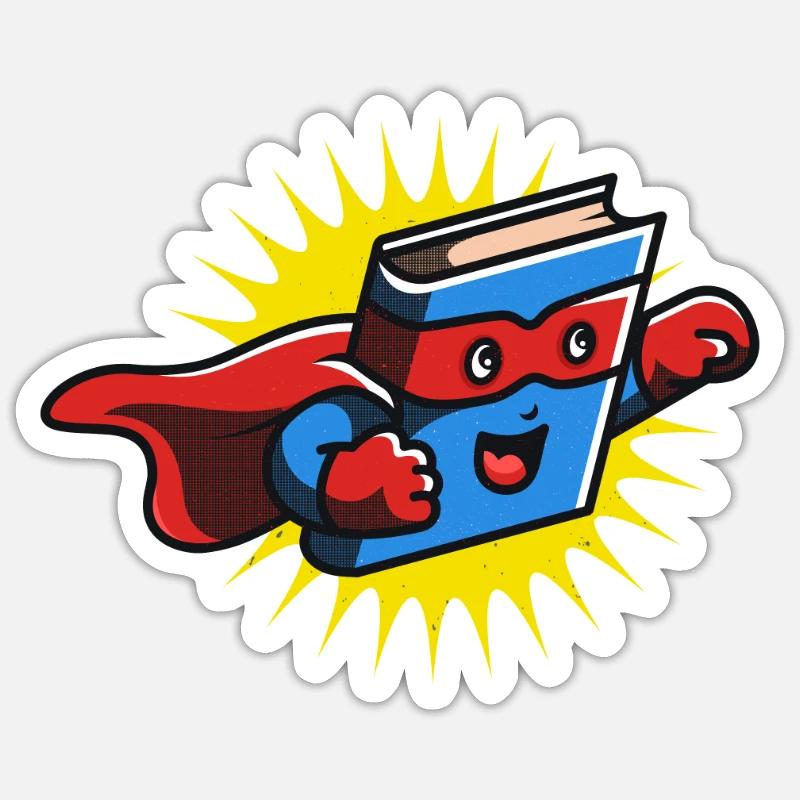 Book Hero Reading Book Lover Comic Book Comics Sticker size S (10 x 10 cm)