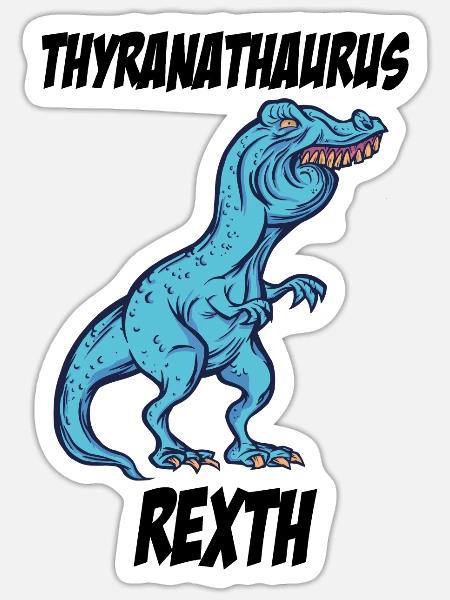 TRex Überbiss lustiger meme TRex Tshirt Geschenk - Sticker Größe S (10 x 10 cm) - Mattweiß