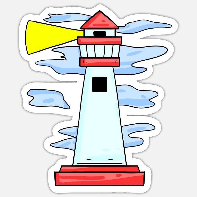 phare - Sticker taille S (10 x 10 cm) - blanc mat