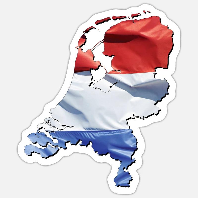 Niederlande | echte Flagge | Flag Map - Sticker Größe S (10 x 10 cm) - Mattweiß