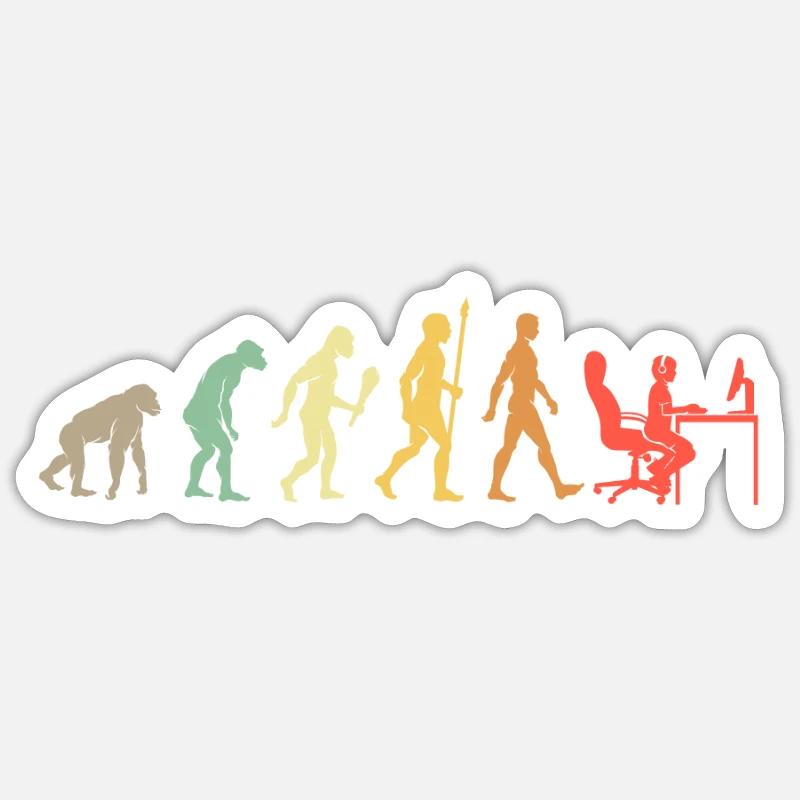 Vintage Gaming Evolution Kind Gamer Geschenkidee Sticker Größe S (10 x 10 cm)