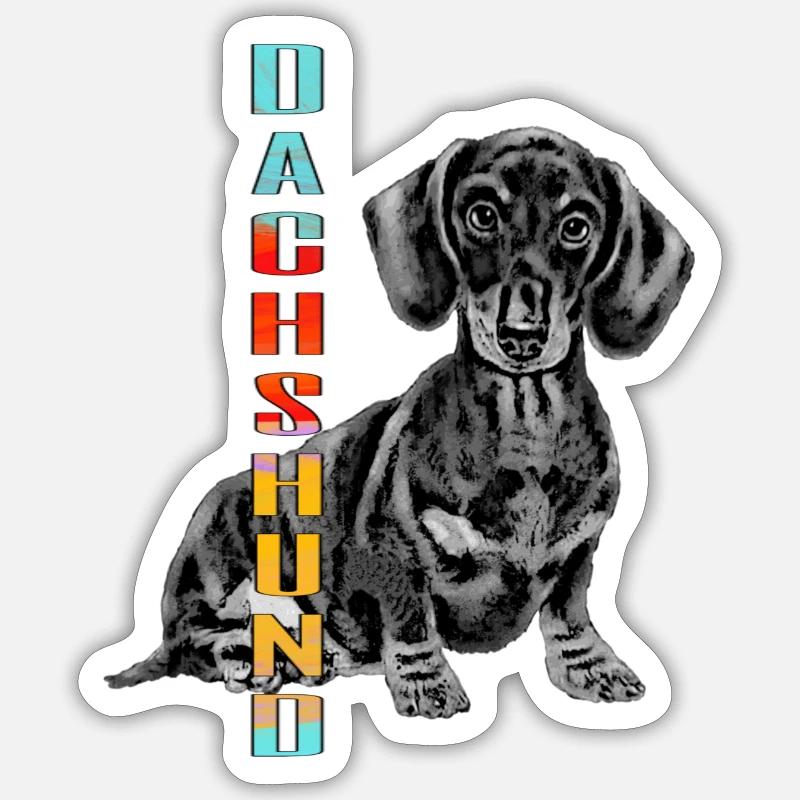 Teckel - Sticker taille S (10 x 10 cm) - blanc mat
