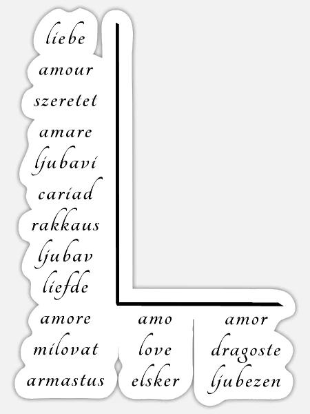 Liebe Auf Vielen Verschiedenen Sprachen - Sticker Größe S (10 x 10 cm) - Mattweiß