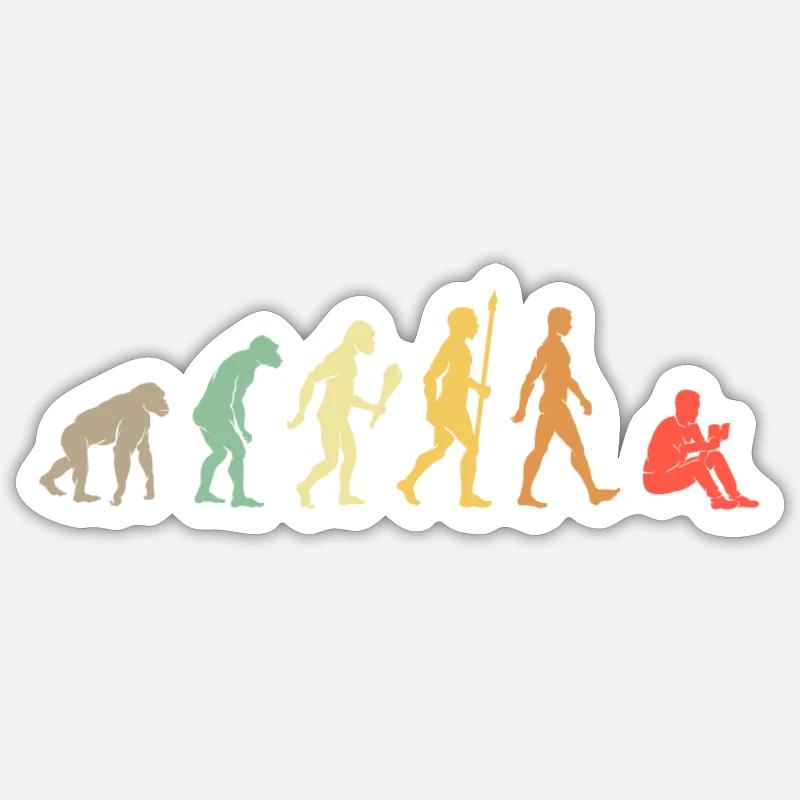 Vintage Reading Evolution Read Book Gift Idea Sticker size S (10 x 10 cm)