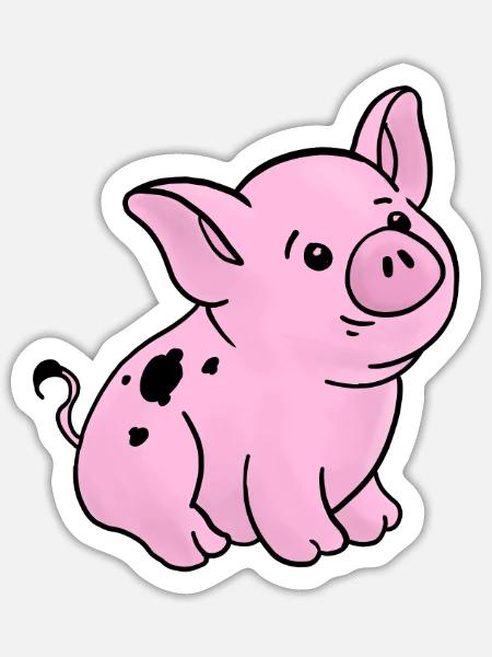 Nettes Ferkel handgezeichnet mit Schmutz auf der - Sticker Größe S (10 x 10 cm) - Mattweiß
