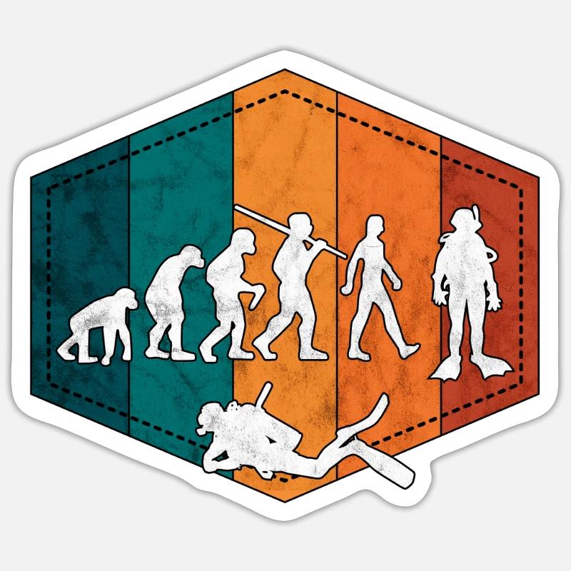 Diver Evolution Diver retro - Sticker size S (10 x 10 cm) - white matte