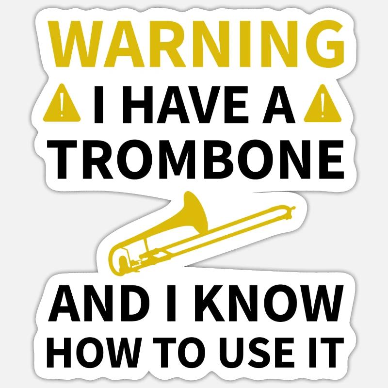 Gift for trombone player | Trombone trombone - Sticker size S (10 x 10 cm) - white matte