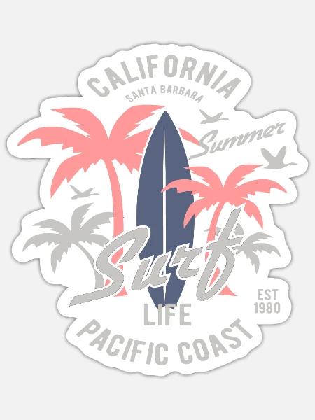 California Surf - Sticker Größe S (10 x 10 cm) - Mattweiß