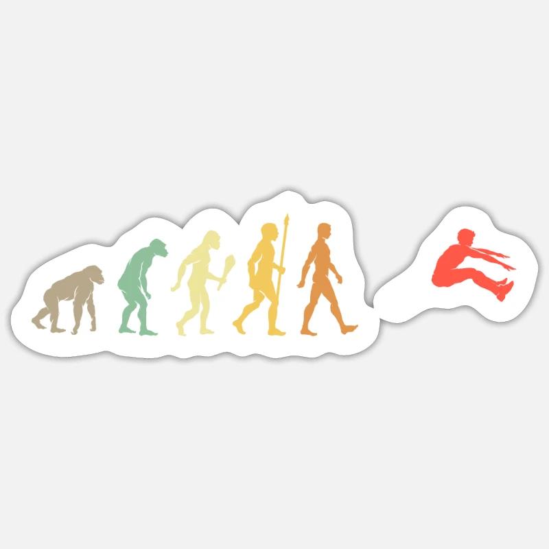 Vintage Weitsprung Evolution Springer Geschenkidee Sticker Größe S (10 x 10 cm)